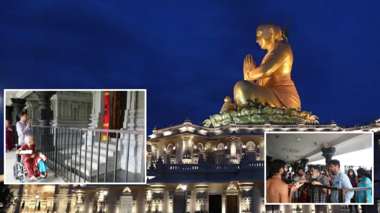 Mother and Son in Devotion at Statue of Equality