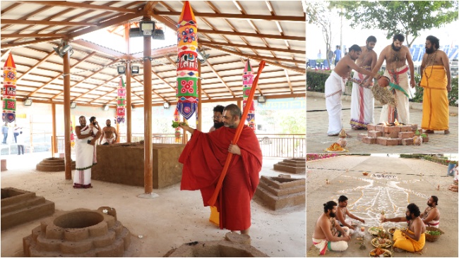 Swamiji initiated the Samatha Kumbh 2024 celebrations by conducting a Vasthu puja