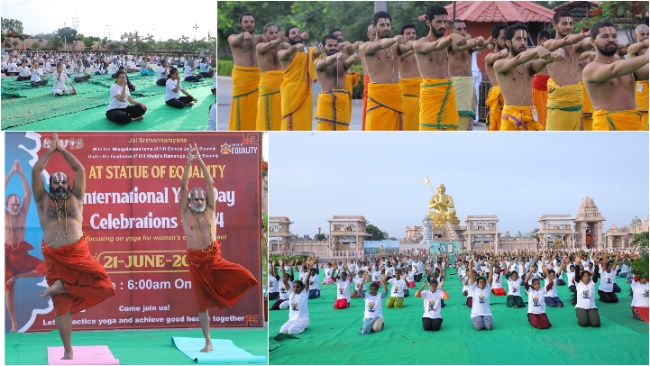 Statue of Equality celebrated  International Yoga Day