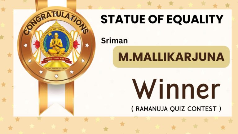 Ramanuja Quiz Contest winner at Statue of Equality.
