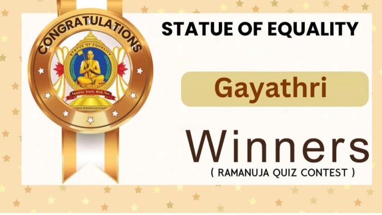 Ramanuja Quiz Contest winner at statue of Equality