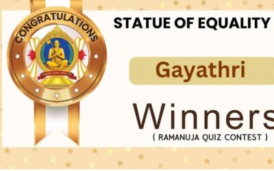 Ramanuja Quiz Contest winner at statue of Equality