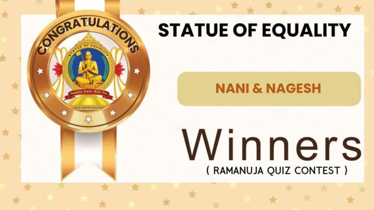 Ramanuja Quiz Contest winner at statue of Equality
