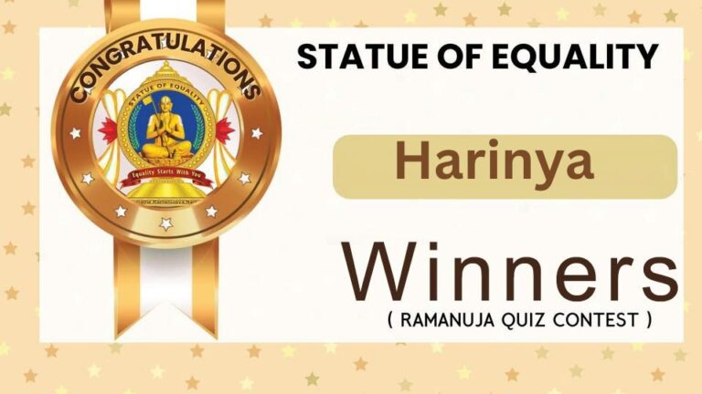 Ramanuja Quiz Contest winner at statue of Equality