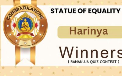 Ramanuja Quiz Contest winner at statue of Equality