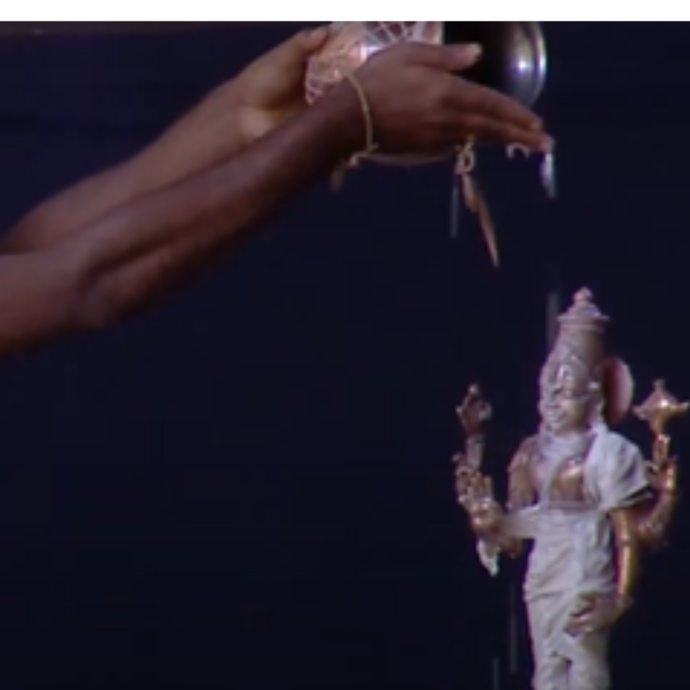 All pervading God shows the quality of Soulabhyam in the form of archa murthi – Takes abhishekam service offered by us